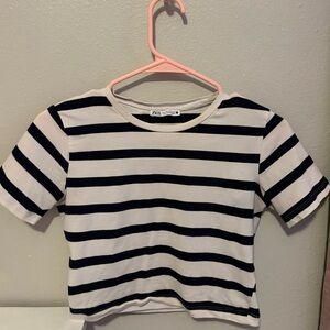 Zara Navy and White Striped Tee